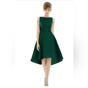 NWOT Alfred Sung Bateau Neck Satin High Low Cocktail Dress Size 4